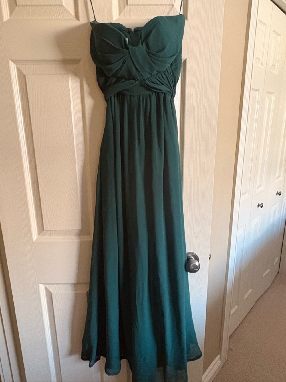 Azazie Green Strapless gown